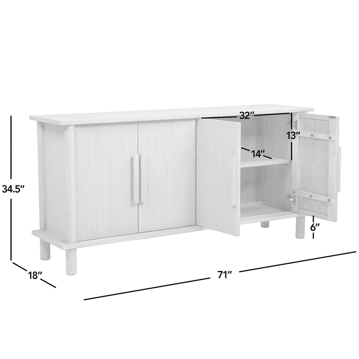 Natural reclaimed wood 4-door sideboard by HouseOfZazla with streamlined storage on Tampa Home & Garden Store