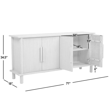 Natural reclaimed wood 4-door sideboard by HouseOfZazla with streamlined storage on Tampa Home & Garden Store