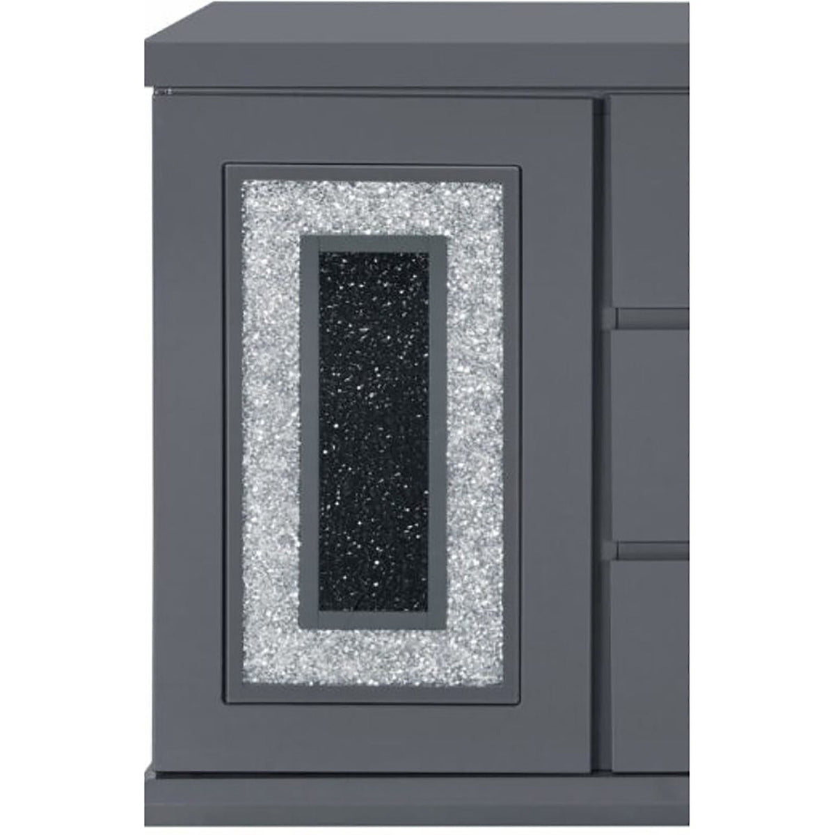 Buffet with clear glass inlay by HouseOfZazla, 61.8in wide, high-gloss gray finish on Tampa Home & Garden Store
