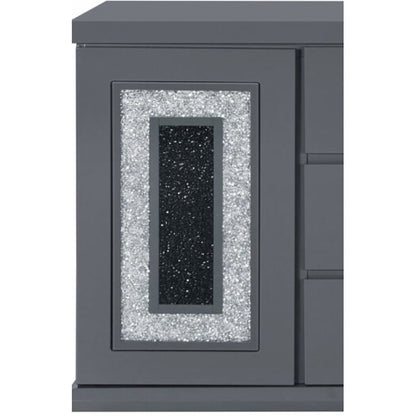 Buffet with clear glass inlay by HouseOfZazla, 61.8in wide, high-gloss gray finish on Tampa Home & Garden Store