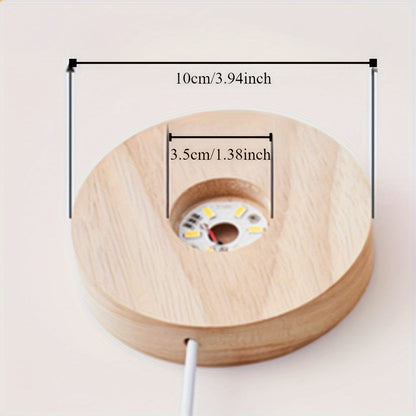 Wooden LED Light Base USB Powered | 6-LED Display Stand for Acrylic, Crystal