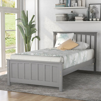Wood Platform Bed with Headboard and Footboard