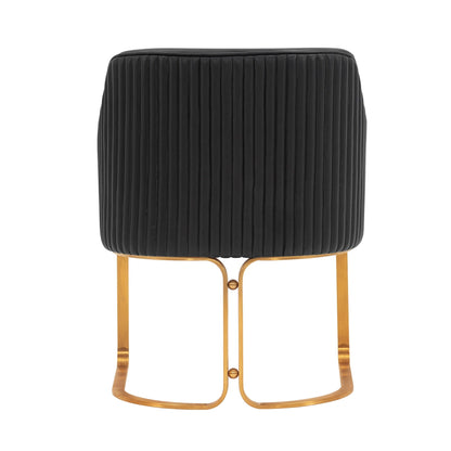 Modern dining chair black pleated upholstery with gold-tone legs by HouseOfZazla on Tampa Home & Garden Store