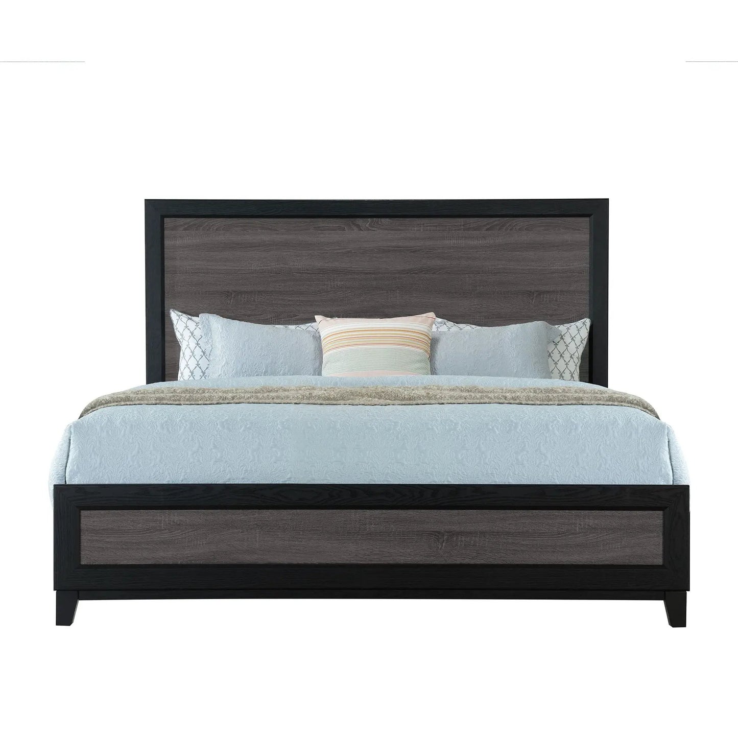 Soluto bed, platform bed by Unique Piece Furniture, dark wood frame with charcoal headboard on Tampa Home & Garden Store