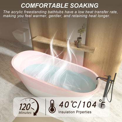 Freestanding acrylic slipper bathtub in pink exterior with white interior on Tampa Home & Garden Store