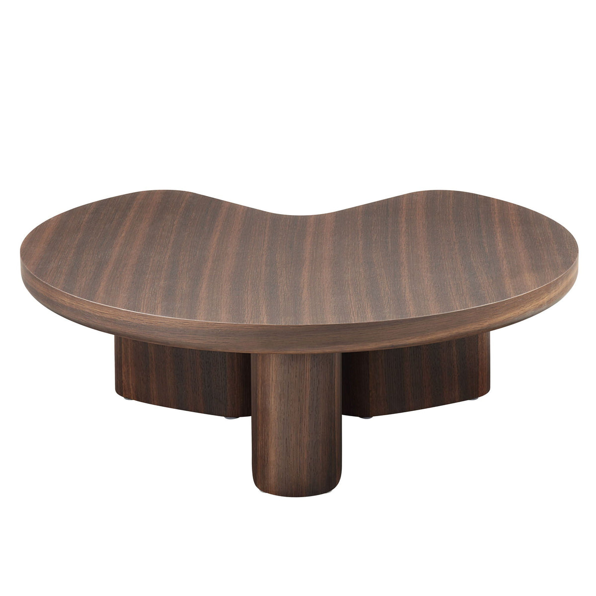 Brown oak coffee table with MDF and oak veneer top, round with thick pedestal legs on Tampa Home & Garden Store