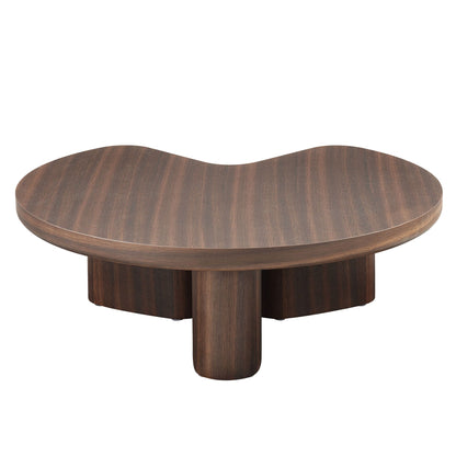 Brown oak coffee table with MDF and oak veneer top, round with thick pedestal legs on Tampa Home & Garden Store