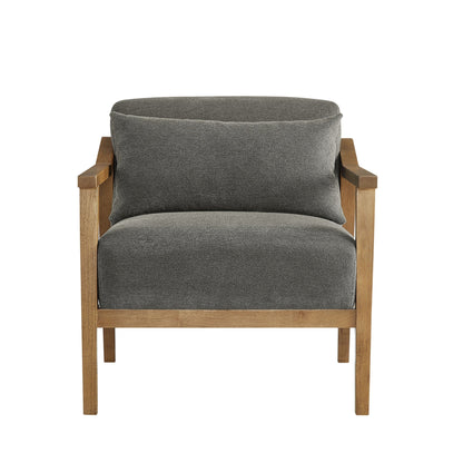 Arm Accent Chair with Lumbar Pillow in dark gray textured fabric with exposed wood arms on Tampa Home & Garden Store