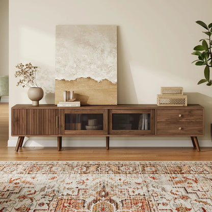 Unique Piece Furniture Doors TV Stand for TVs up to 85 in wood with glass-front cabinets on Tampa Home & Garden Store