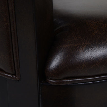 Williams Swivel Bar Stool with Armrests, dark brown leather and hardwood frame HouseOfZazla on Tampa Home & Garden Store