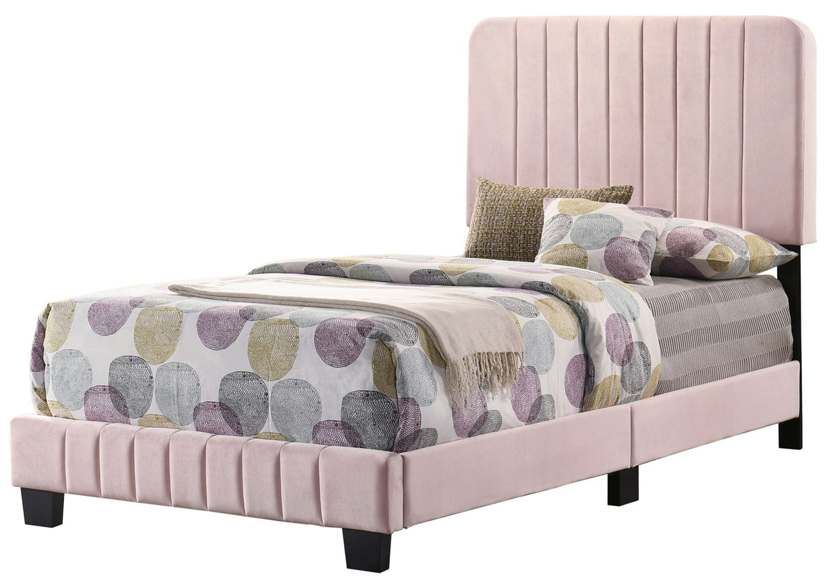 Channel Tufted Bed blush pink velvet upholstery by HouseOfZazla on Tampa Home & Garden Store