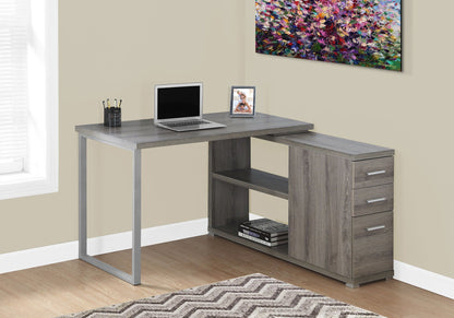 L-Shape Computer Desk with Storage Drawers gray wood finish metal frame HouseOfZazla on Tampa Home & Garden Store