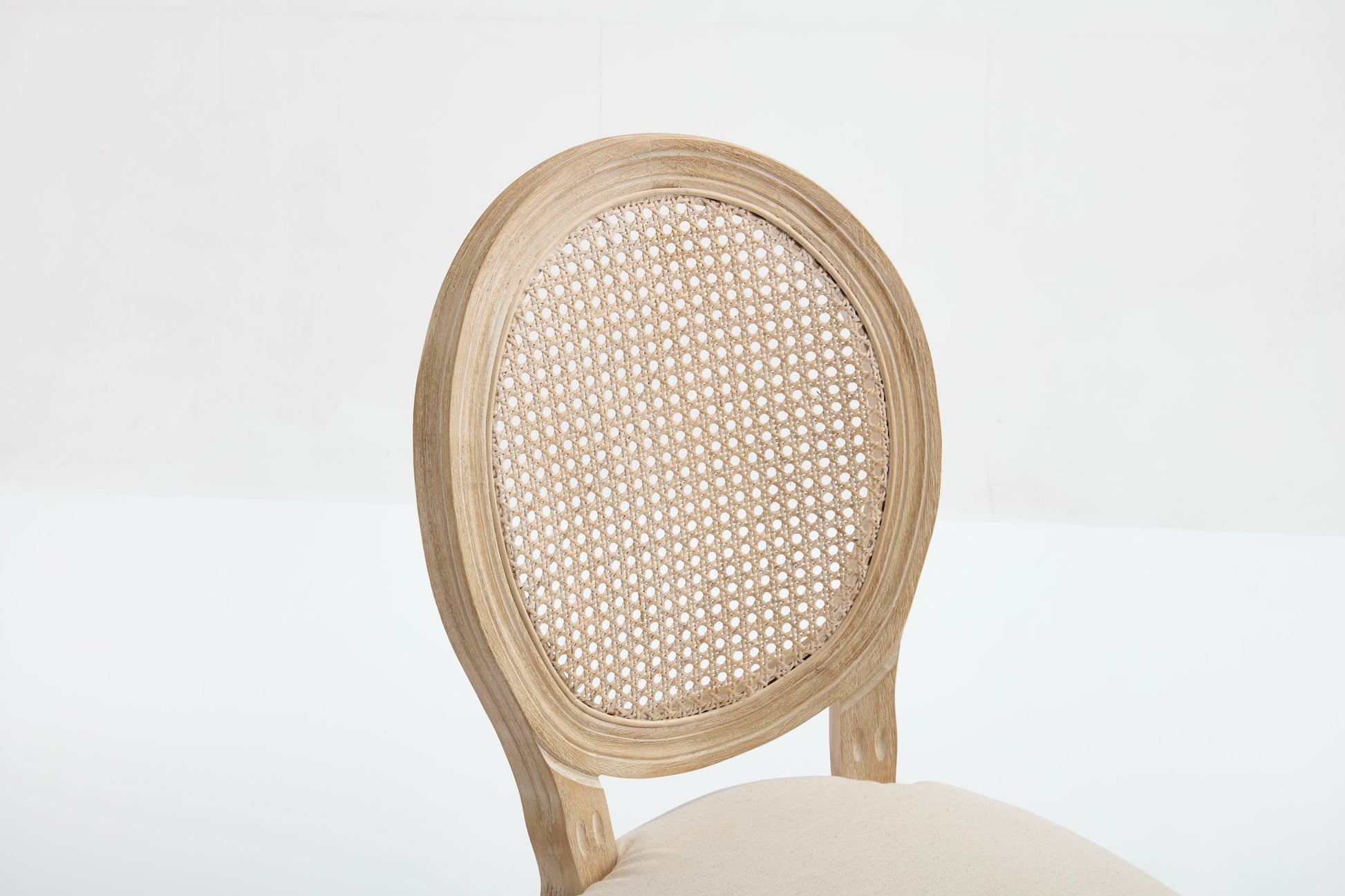French Country dining chairs pair with upholstered seats and rattan back by HouseOfZazla on Tampa Home & Garden Store