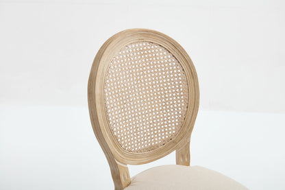 French Country dining chairs pair with upholstered seats and rattan back by HouseOfZazla on Tampa Home & Garden Store