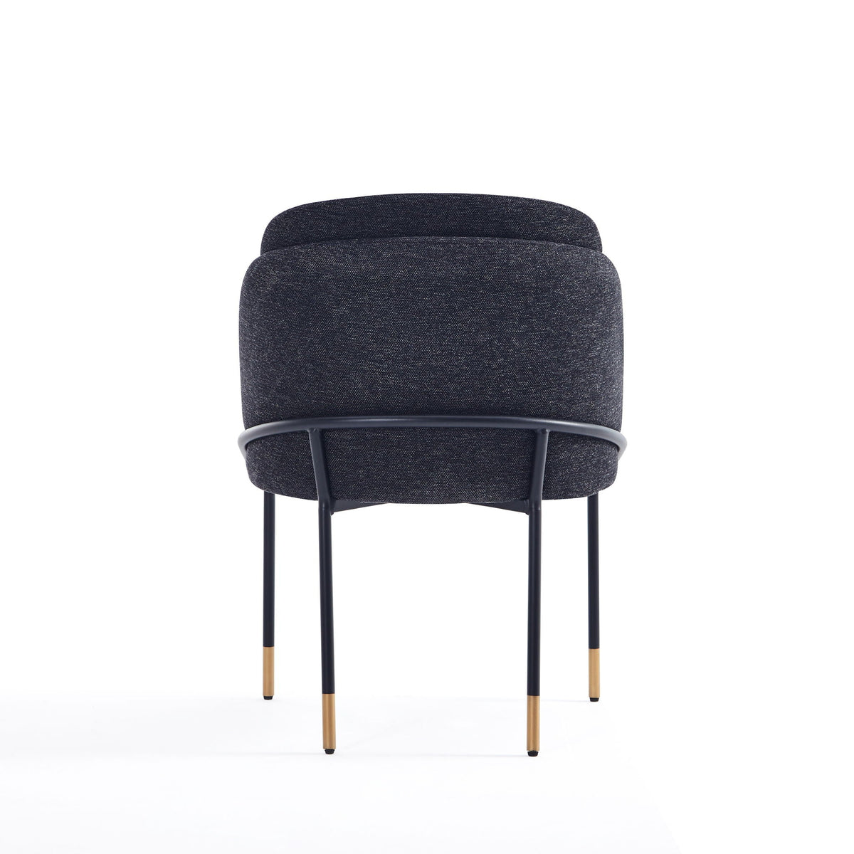 Flor Dining Chair with twill weave upholstery in dark gray, 3-pack, black legs with gold tips on Tampa Home & Garden Store