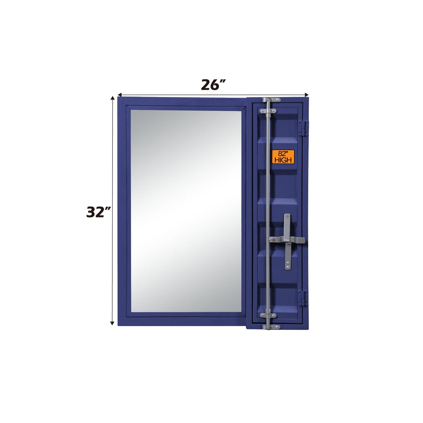 Cargo Vanity Mirror blue metal frame storage trunk with mirrored door HouseOfZazla on Tampa Home & Garden Store