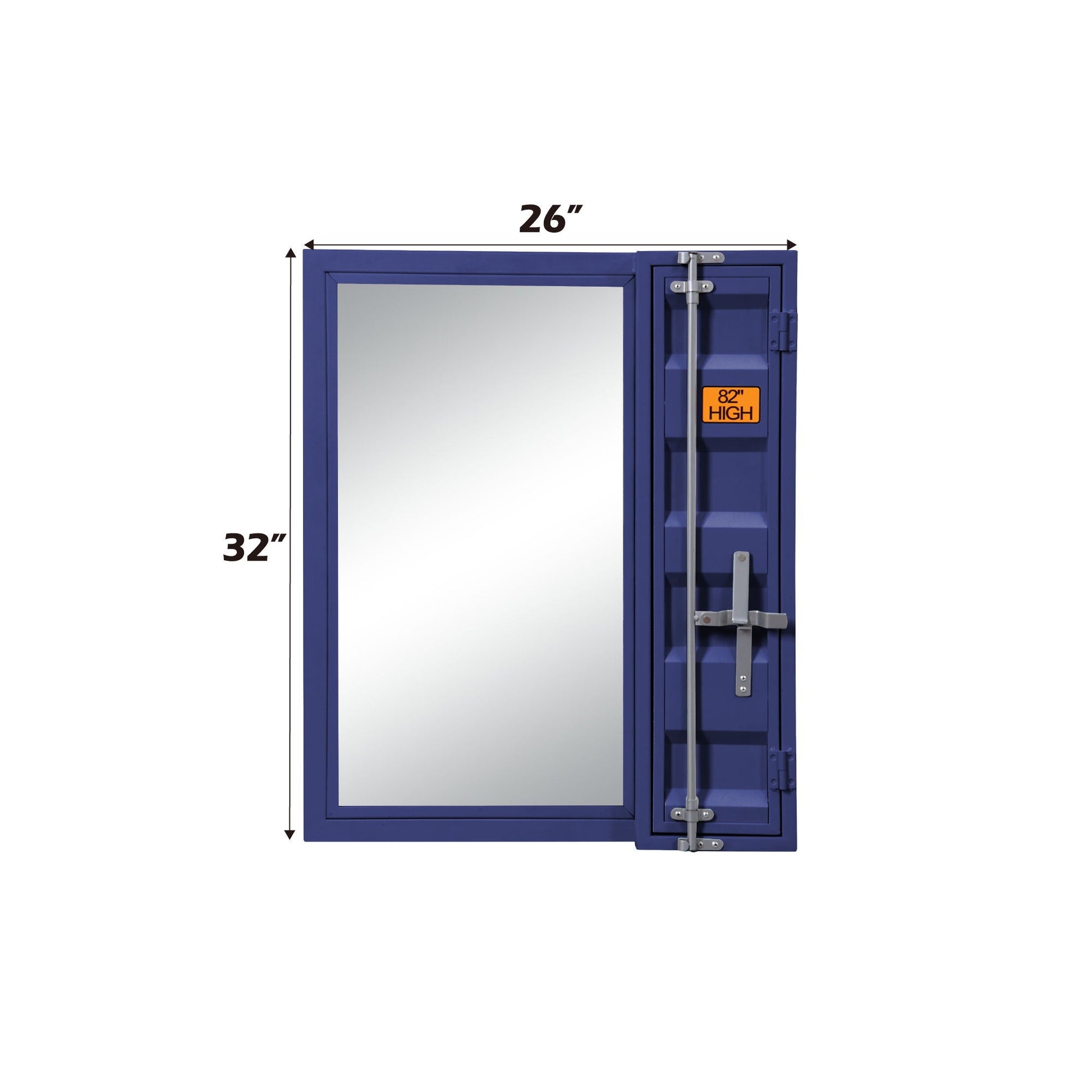 Cargo Vanity Mirror blue metal frame storage trunk with mirrored door HouseOfZazla on Tampa Home & Garden Store