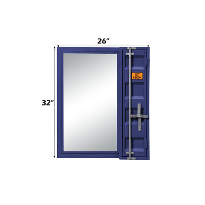 Cargo Vanity Mirror blue metal frame storage trunk with mirrored door HouseOfZazla on Tampa Home & Garden Store