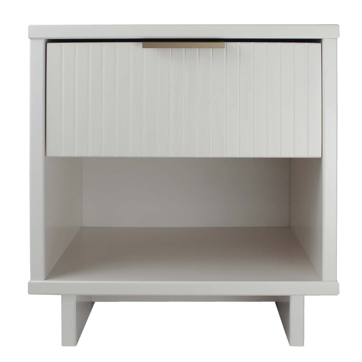 Granville 1-drawer nightstand, white solid wood with beadboard vertical drawer front and bronze handle on Tampa Home & Garden Store