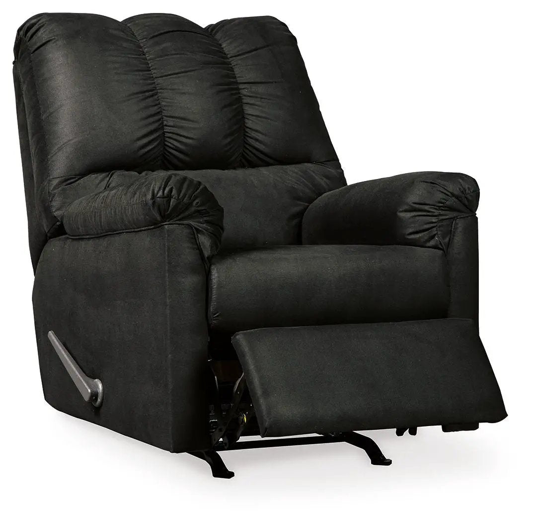 Darcy Rocker Recliner in black fabric with extended footrest by Unique Piece Furniture on Tampa Home & Garden Store