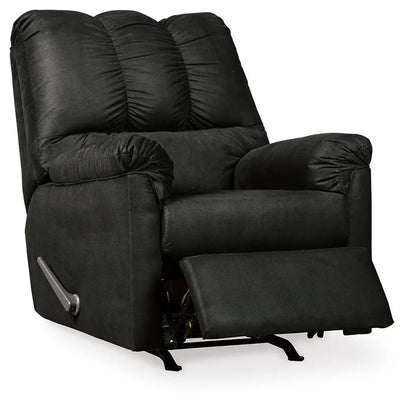 Darcy Rocker Recliner in black fabric with extended footrest by Unique Piece Furniture on Tampa Home & Garden Store