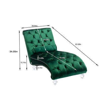 Indoor Chaise Lounge With Button Tufted Pillow