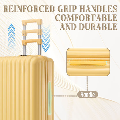 Gold hard-shell 3-piece spinner luggage set with extendable handles on Tampa Home & Garden Store
