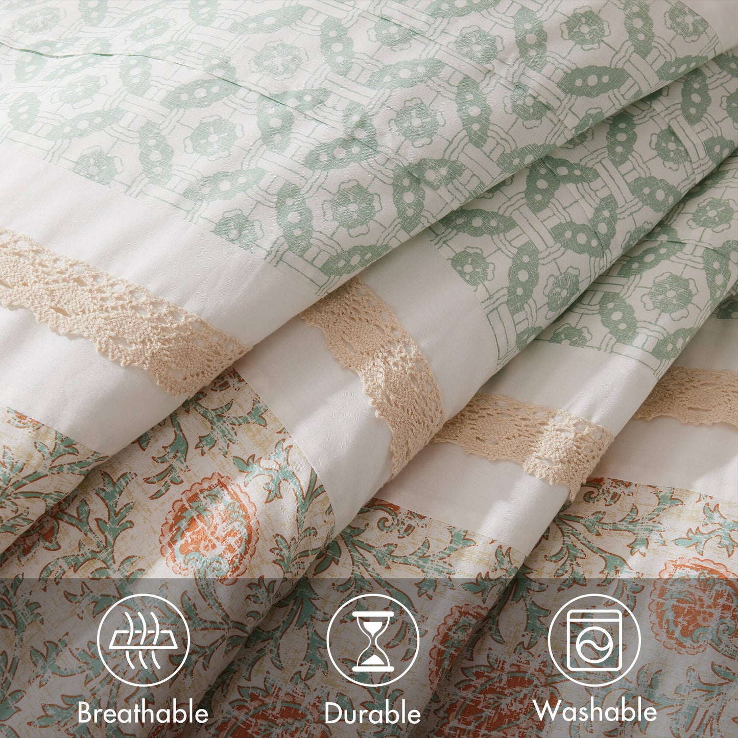 9 Piece Cotton Percale Comforter Set Coral King by HouseOfZazla Bedding Sets on Tampa Home & Garden Store