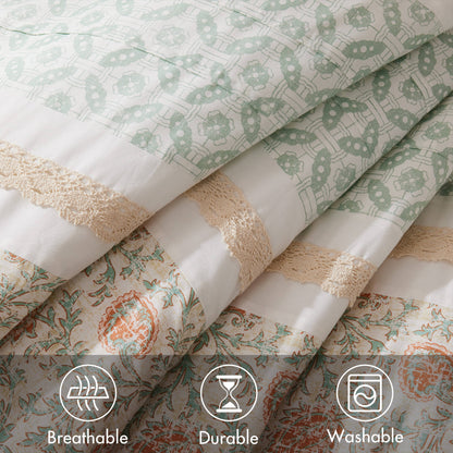 9 Piece Cotton Percale Comforter Set Coral King by HouseOfZazla Bedding Sets on Tampa Home & Garden Store