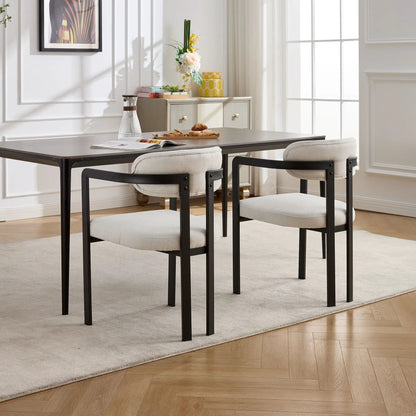 Dining Arm Chairs Set of 2 with Matte Metal Legs