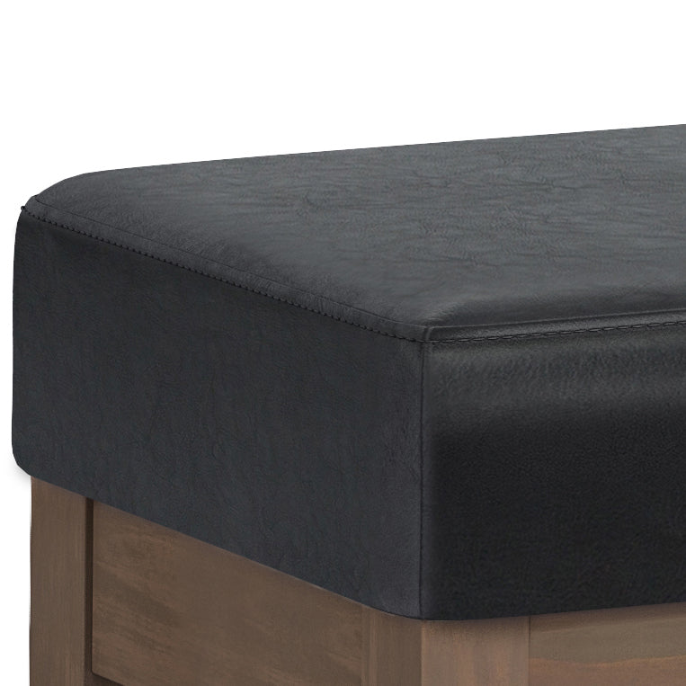 Milltown Large Ottoman Bench Midnight Black storage ottoman with wood legs on Tampa Home & Garden Store