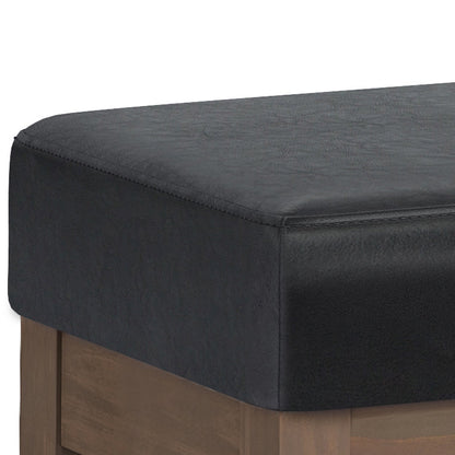 Milltown Large Ottoman Bench Midnight Black storage ottoman with wood legs on Tampa Home & Garden Store