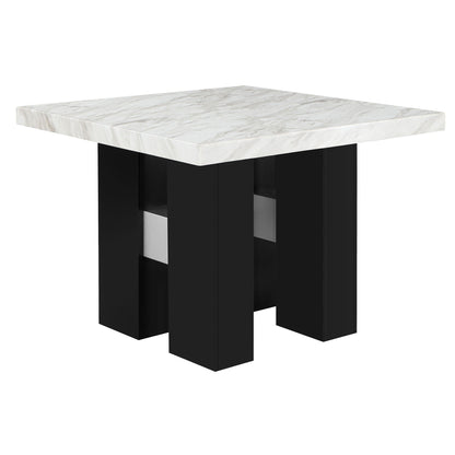 Mikha Bar Table with extra thick white marble top on black base by HouseOfZazla on Tampa Home & Garden Store