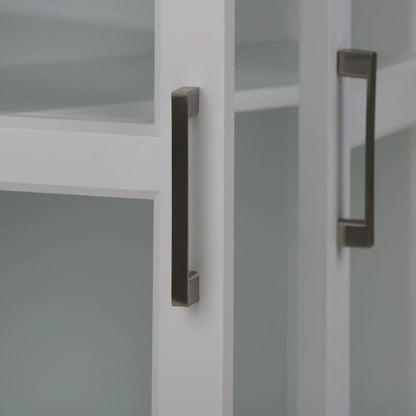Avington 2-door wall cabinet with cubbies in pure white, brushed nickel square pulls on Tampa Home & Garden Store