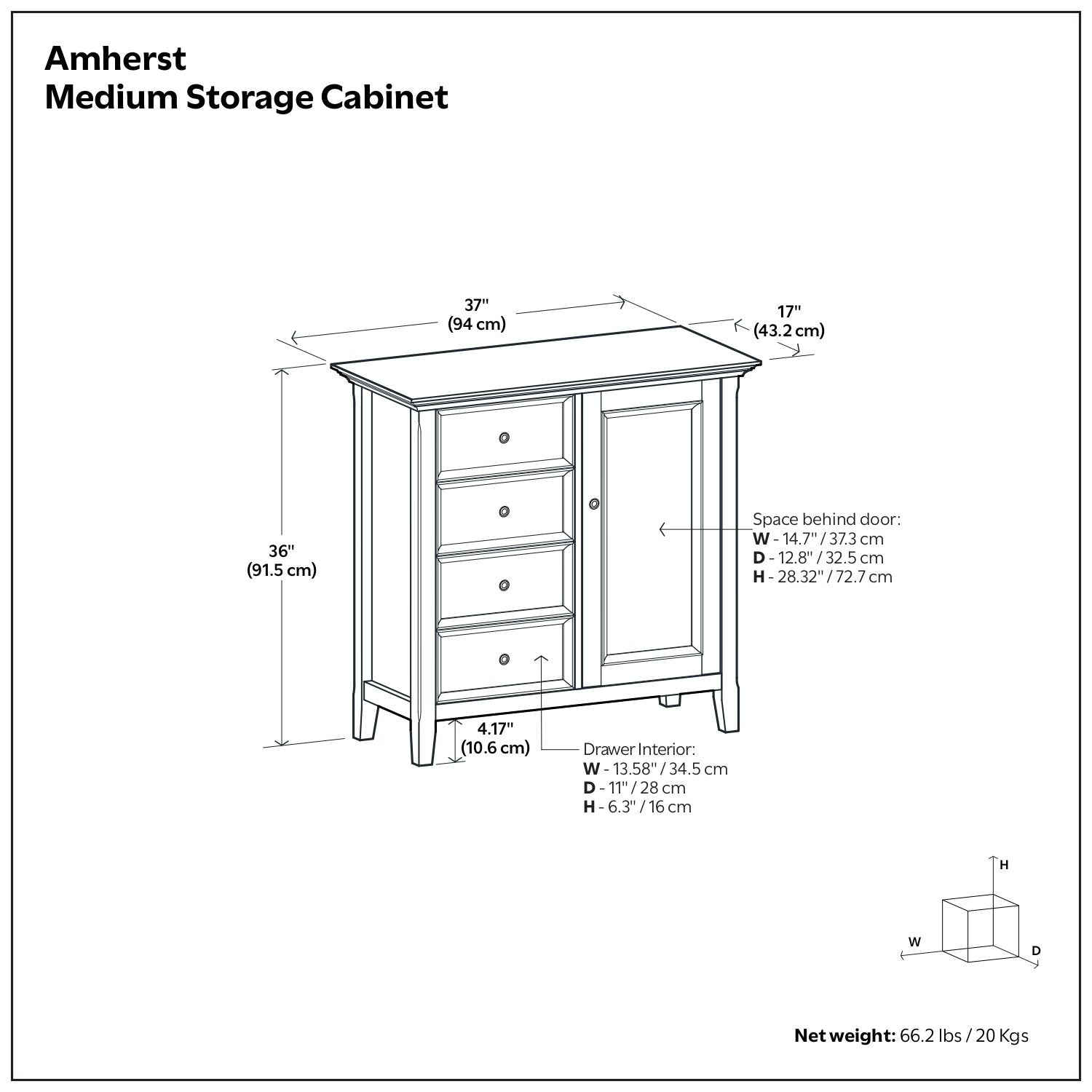 Amherst Handcrafted Medium Storage Cabinet by HouseOfZazla; 37in wide, left drawers, right door on Tampa Home & Garden Store