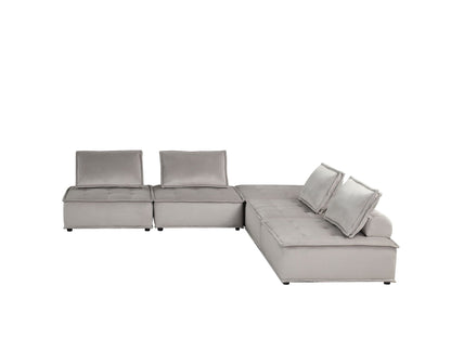 Anna stylish sectional sofa ottoman; gray fabric, 3-seat with chaise by HouseOfZazla on Tampa Home & Garden Store