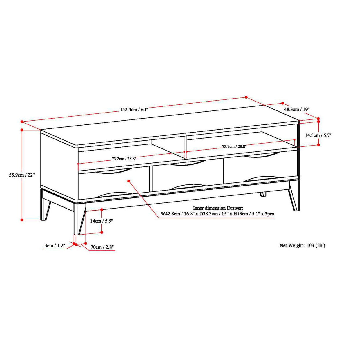 Handcrafted rubberwood TV stand with drawers by HouseOfZazla, entertainment center on Tampa Home & Garden Store