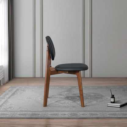 Kelsey dining chair set of 2 with solid wood frame, light brown finish, black padded seats on Tampa Home & Garden Store