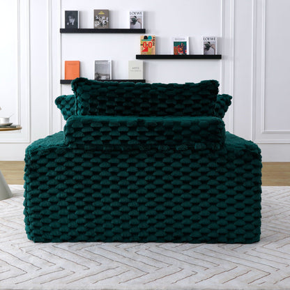 Comfort Bearing Sofa in green chunky-knit fabric, stationary sofa with textured surface on Tampa Home & Garden Store