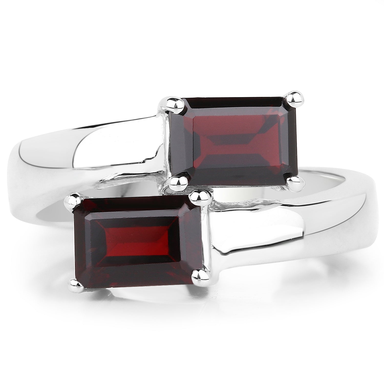 Two-stone garnet ring in .925 sterling silver with square-cut red garnets by Bids.com on Tampa Home & Garden Store