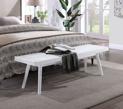 Solid Wood Slatted Bench with Slatted Surface white finish by HouseOfZazla on Tampa Home & Garden Store