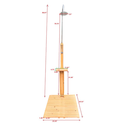 Outdoor garden pool shower on wooden base with chrome shower head for patio on Tampa Home & Garden Store
