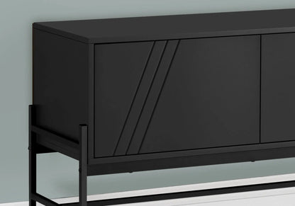 TV Stand black modern cabinet with metal frame and decorative diagonal grooves on doors on Tampa Home & Garden Store