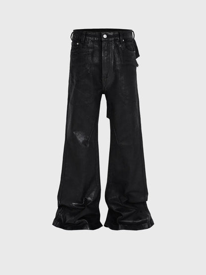 Men's vinyl coated bootcut trousers in black with distressed stitching FLIPSTYLEZLLC on Tampa Home & Garden Store