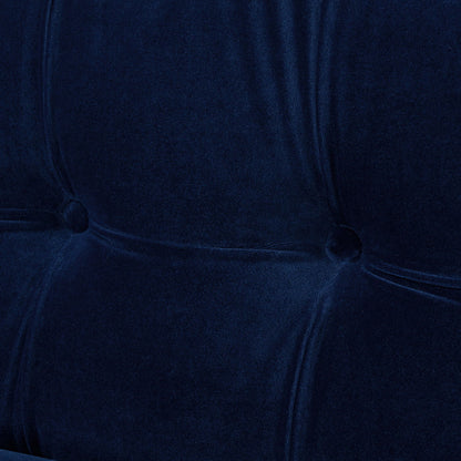 Modern Tuxedo Tufted Sofa with Navy Fabric