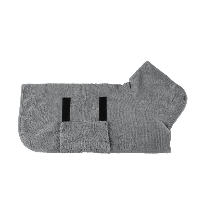 Absorbent Pet Bathrobe With Waist-Wrapped Microfiber, gray on Tampa Home & Garden Store