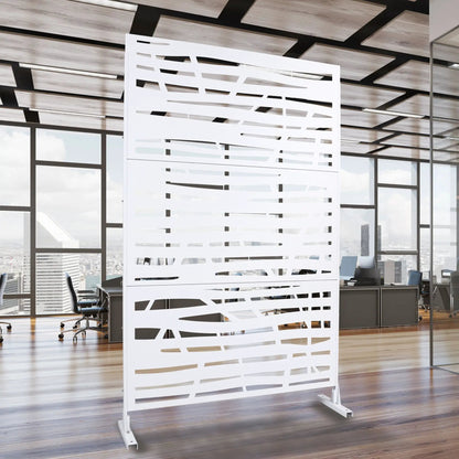 Metal privacy screen room divider in white with slotted panels by Unique Piece Furniture on Tampa Home & Garden Store