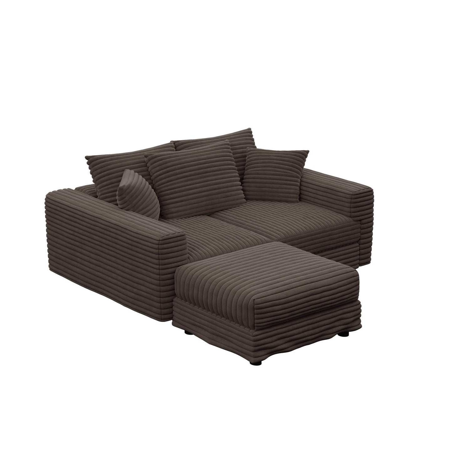 Deep Seat Sofa Bed With Ottoman and Soft Pillows