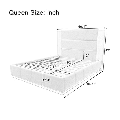 Modern upholstered platform bed with extended headboard by HouseOfZazla, queen size on Tampa Home & Garden Store