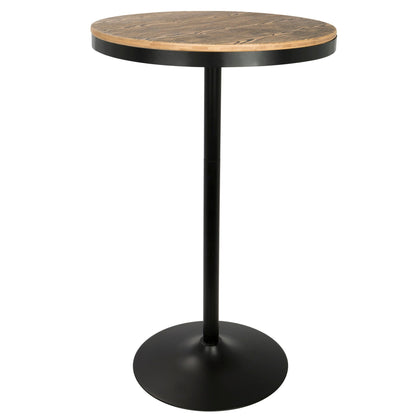 Industrial adjustable bamboo-top bar dinette table with black pedestal base on Tampa Home & Garden Store